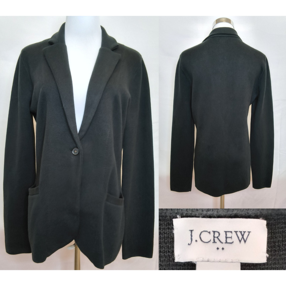 J. Crew Blazer Women's M Black 100% Cotton Knit NWT Classic #W4873